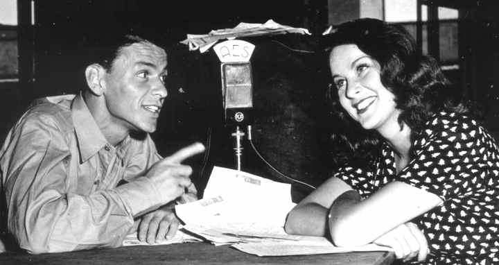 Frank Sinatra being interviewed for American Forces Network during World War II