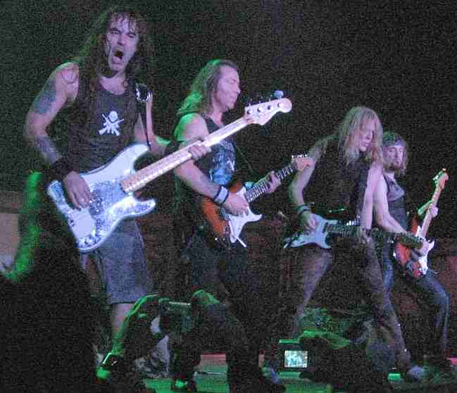 Iron Maiden on stage bass and guitars 2006