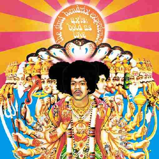 Axis: Bold as Love - Hendrix is depicted as two Vedic deities, with the multiple hands of Durga and with his bandmates as avatars of Vishnu