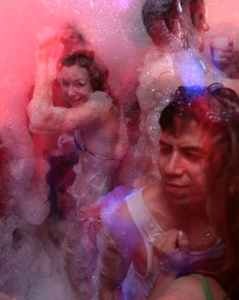 Nightclub dance floor foam suds