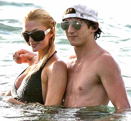 Paris Hilton and boy friend in the sea