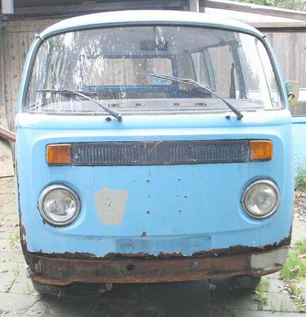 VW camper van tour bus front rusty mess VW camper van tour bus front rusty mess