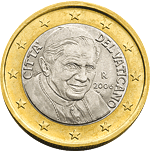 One Euro coin issued by Vatican City
