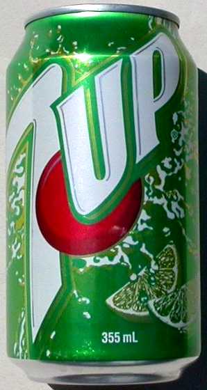 Seven 7Up lemon lime carbonated drink can 355ml green and white
