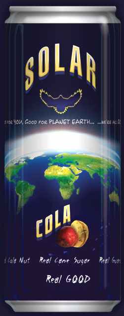 Blue planet earth Solar Cola peace soft drink can