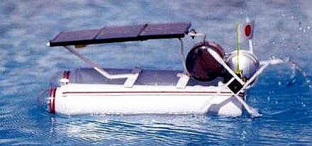 Solar powered model aerosol paddle boat from Mexico