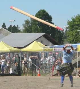 Highland games traditional sport of Caber Tossing