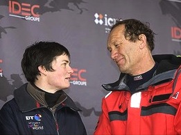 Ellen Macarthur greets Francis Joyon january 2008