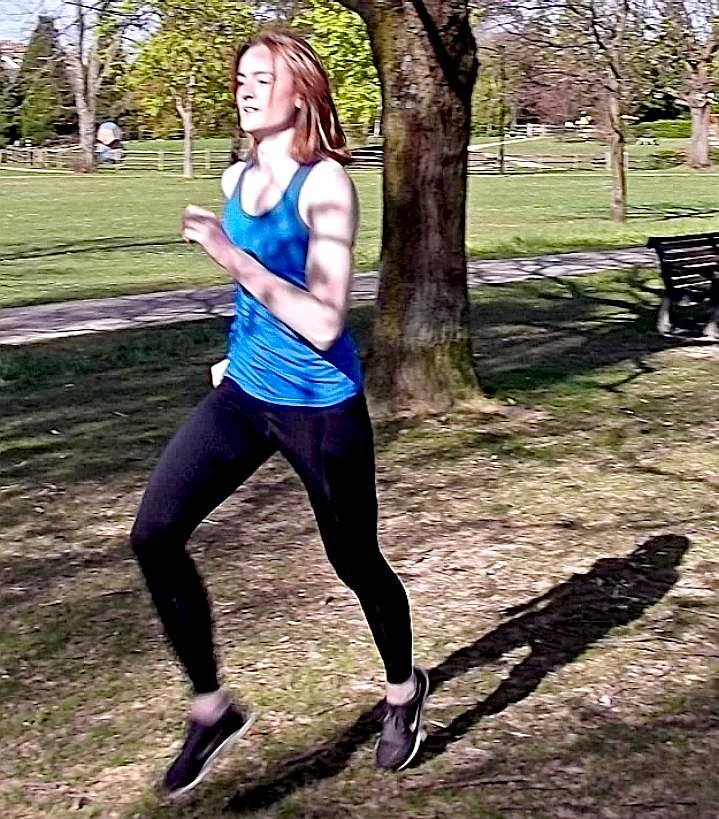Annie Close running in St John's Park, Burgess Hill