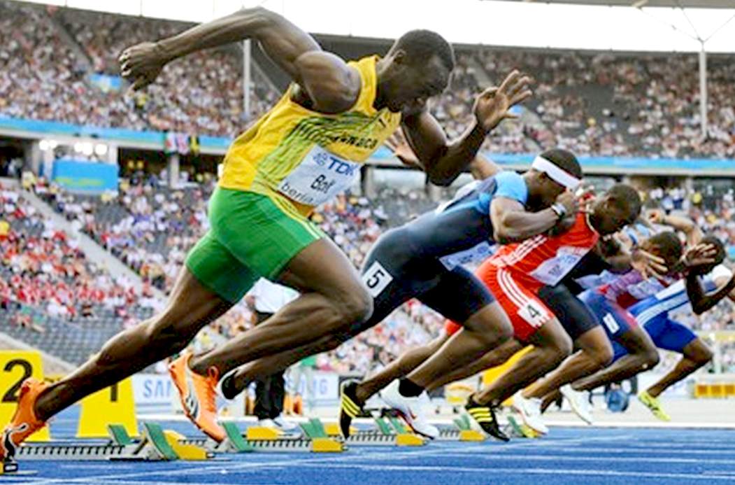 Usain Bolt giving it some