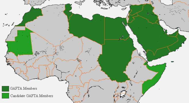 Free Trade Zone Africa GAFTA map