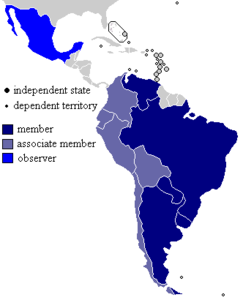 Free Trade Zone Andean Mercosur map