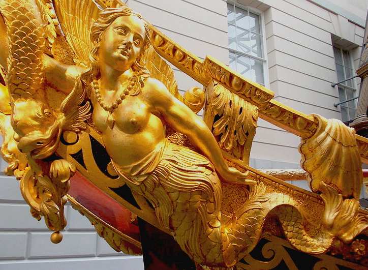 Mermaid figurehead in gold leaf, Prince Fredericks Barge 1732