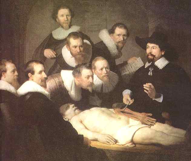 Death anatomy lesson autopsy, painting by Rembrandt
