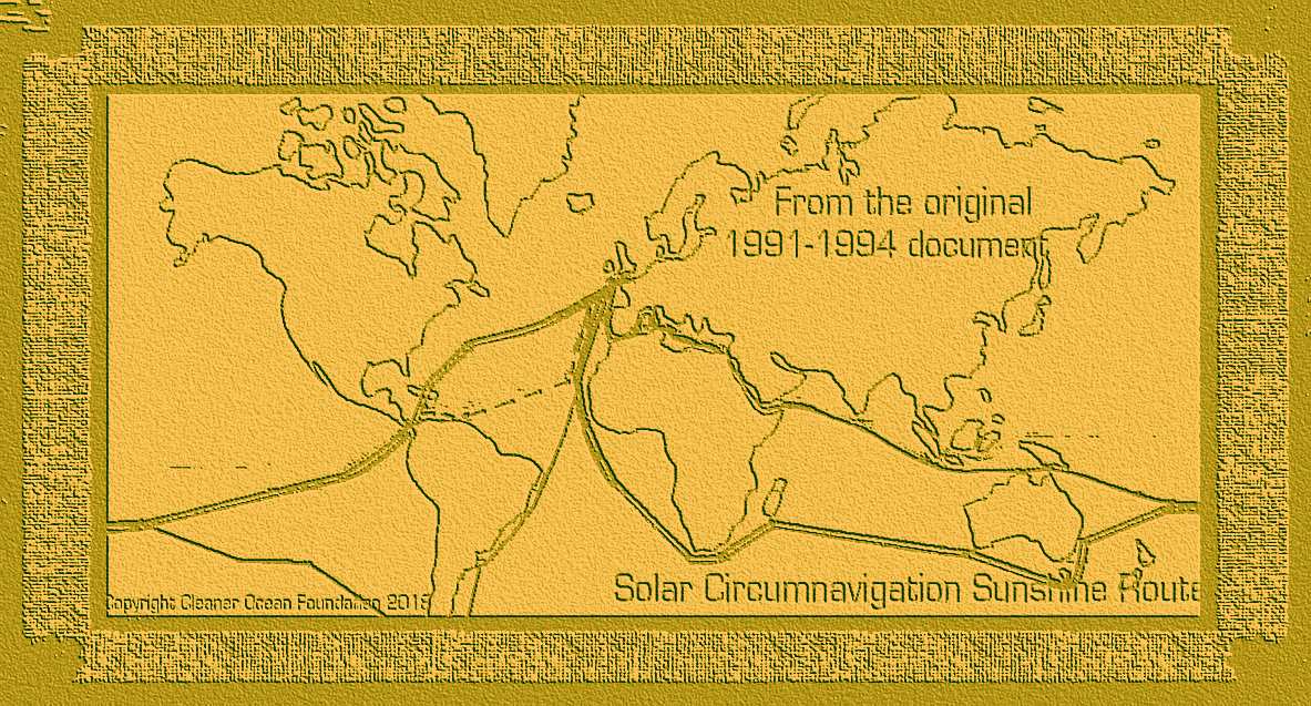 Solar archaeology world map from 1991 circumnavigation sunshine routes 