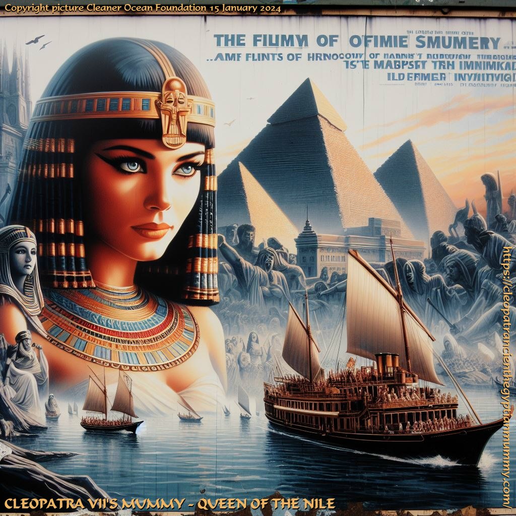 A film poster for Cleopatra The Mummy, where scientists discover the Pharaoh Queen's tomb and reincarnate the cleverest woman from ancient times