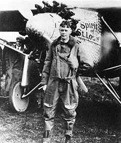 Charles Lindbergh with the Spirit of St Louis