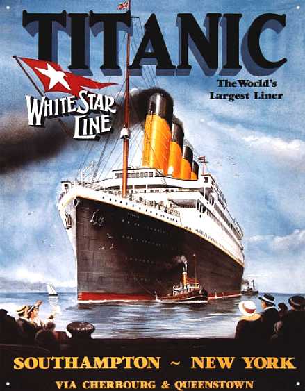 Titanic enamelled tin sign - The world's Largest Liner