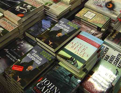 Books for sale in a book shop in Germany