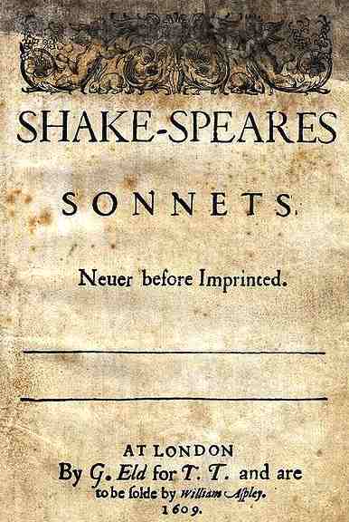 Title page from 1609 edition of Shake-Speares Sonnets