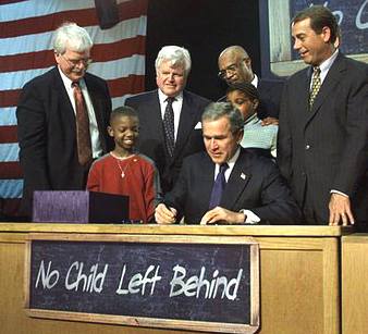 President George Bush signs the No Child Left Behind Act into law