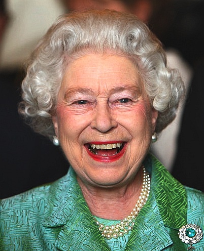 The Queen happy during a reception at Windsor castle