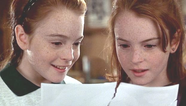 Linsay Lohan and herself in Parent Trap film 1998