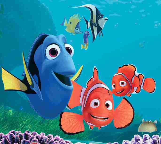 Finding Nemo a Pixar animated film, Dory, Marlin and Nemo