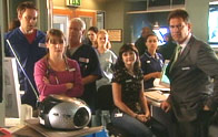 Casualty staff: Abs, Maggie, Charlie, Alice, Kelsey, Selena, Tess and Harry