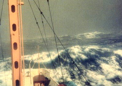 Beaufort scale force 11 seas with waves 11-16 metres high and wind 56-63 knots