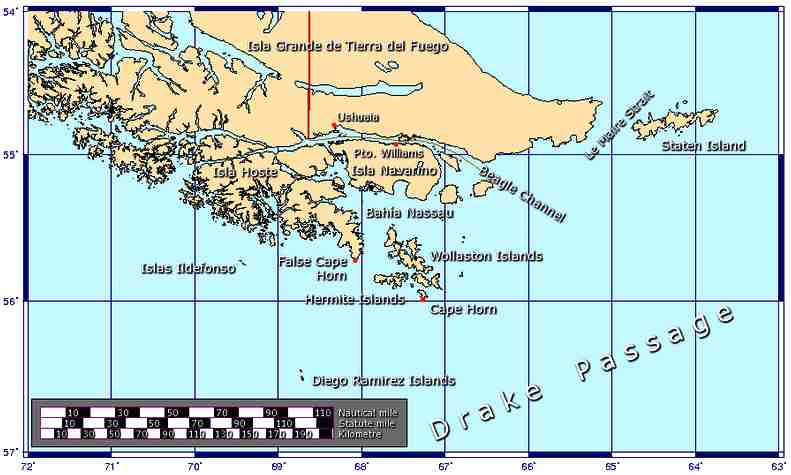 Map of Cape Horn detailed Francis Drake's Passage