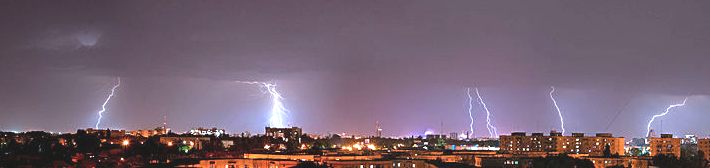 Lightning storm panoramic view