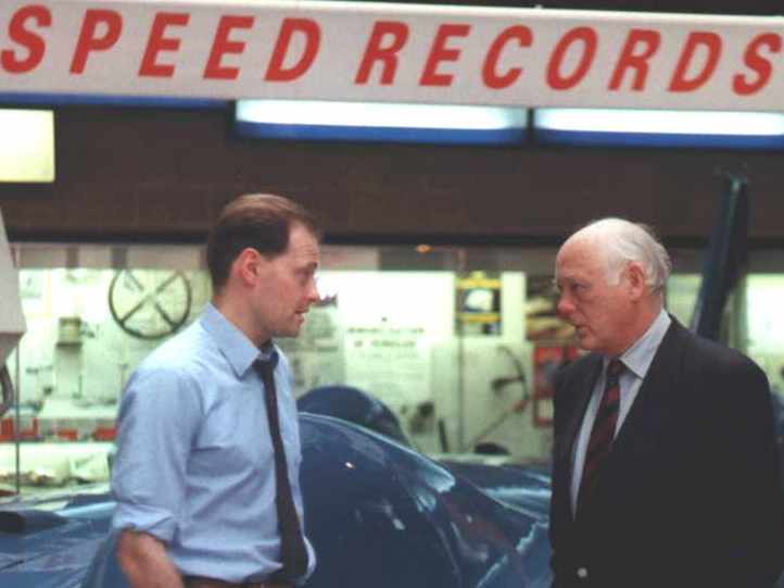 Nelson Kruschandl and Lord Montagu at Beaulieu, National Motor Museum