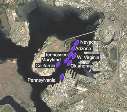 Pearl Harbour map of Battleship Row