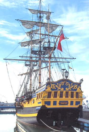 Grand Turk, HMS Indefatigable at Portsmouth