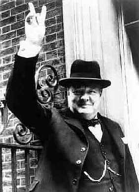 Winston Churchil V for victory salute world war II