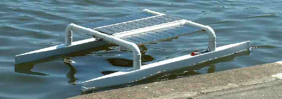Solar powered catamaran model at Princess Park Eastbourne