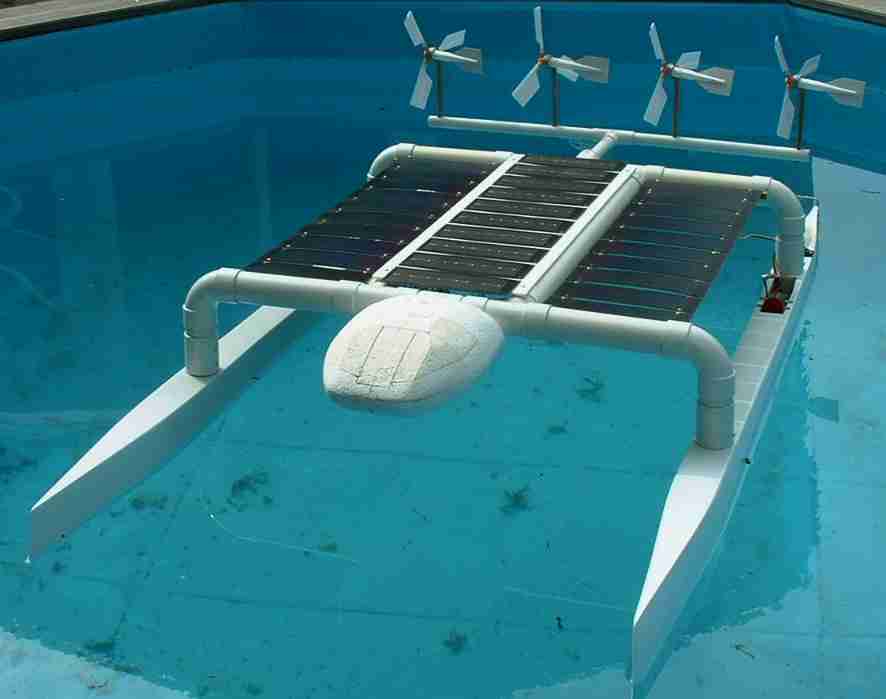 Testing the Solar Navigator catamaran auxiliary generators in a side wind