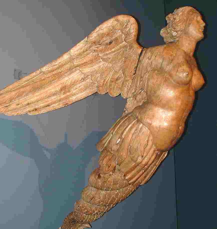 Angel wings figurehead on display in the  Paris Maritime Museum