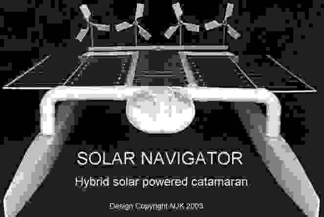 Solar powered hybrid catamaran