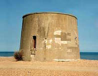 Photograph showing the Martello Tower at Langney Point near Eastbourne