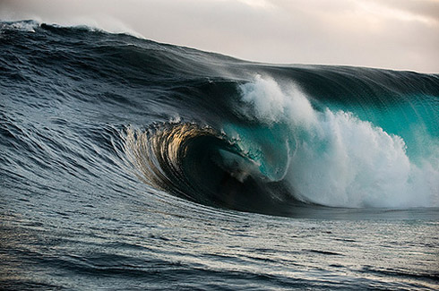 Tsunami wave heading towards land