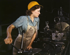 During the war, women worked in factories throughout much of the West and East