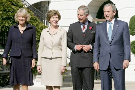 Camilla, Laura and George Bush and Prince Charles