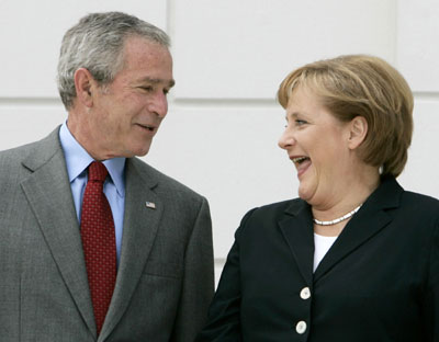 Geaorge Bush and Angela Merkal at the G8 summit Germany 2007