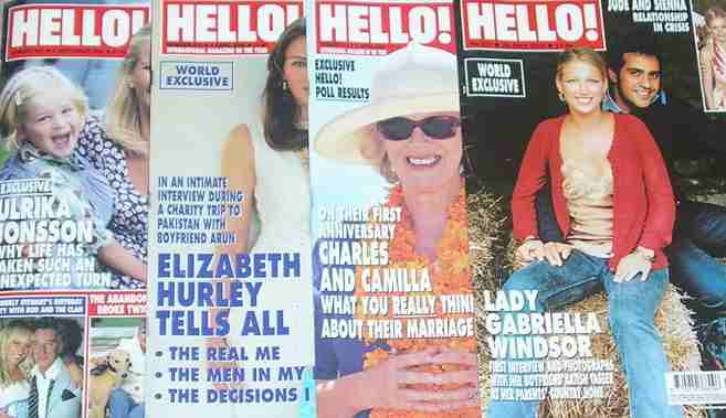 Hello Magazines covers Hurley Ulrika Camilla Gabriella Windsor