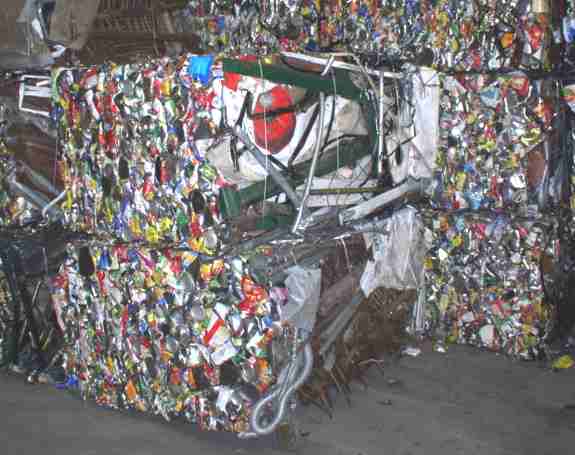 Steel crushed and baled for recycling at Ozark Adventist Academy