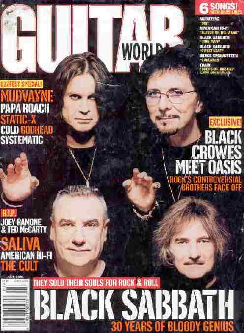 Black Sabbath and Ozzy Osbourne cover Guitar Magazine