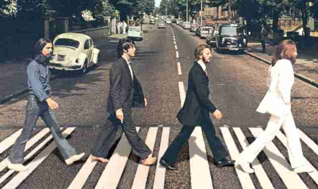 The Beatles on a zebra crossing