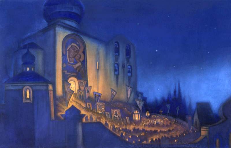 Nicholas Roerich - Russian Pascha service midnight